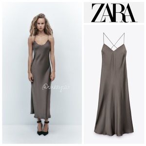 Brand New  Zara SATIN CAMISOLE MIDI DRESS